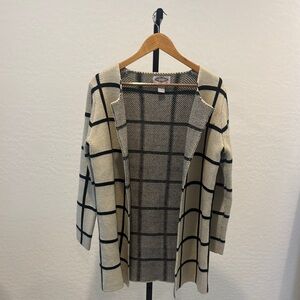 Chic Cream and Black Grid Cardigan